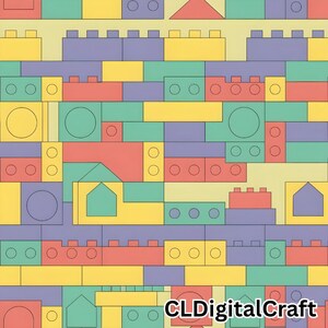 Building Blocks Seamless Pattern: Kids Digital Paper (JPEG)