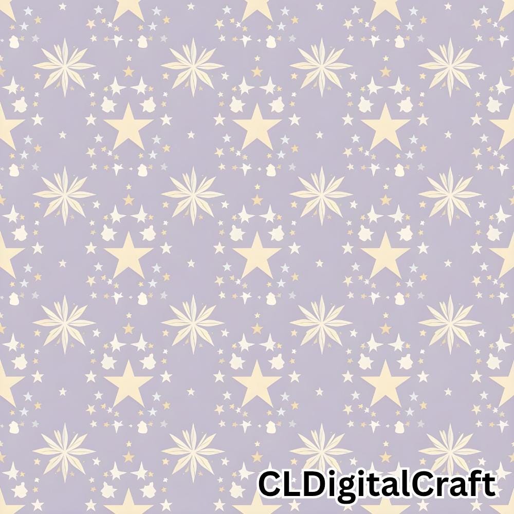 Stars & Moon Seamless Pattern | Dreamy Pastel Celestial Digital Paper ...