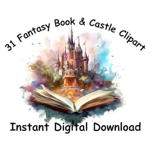 Fantasy Book Watercolor Book Clipart Watercolor Clipart Castle Clipart Book Transparent Background Art Book scrapbooking Book Castle Fantasy