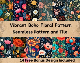 Boho Sommer Blumen Aquarell nahtlose Muster und Fliese - Lebendige Blumenmuster Aquarell Blumenmuster Nahtlose Blumenmuster