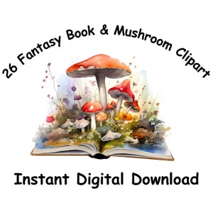 Fantasy Book Watercolor Book Clipart Watercolor Clipart Mushroom Clipart Book Transparent Background Book scrapbooking Book Mushroom Fantasy