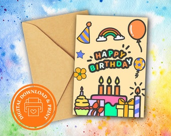 Colorful Digital Happy Birthday Card - Enjoyable Gift to Celebrate the Special Day