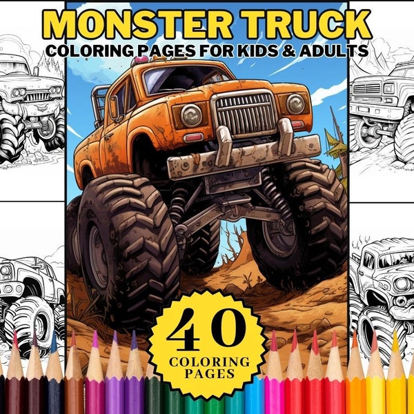 Monster Truck Coloring Template - Etsy