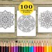 100 Colorful Mandala Digital Download Coloring Book Pages for - Etsy