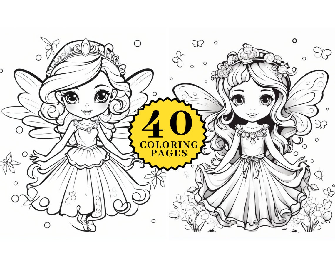 Fairy Dress Coloring Book Page for Kids & Adults Printable, Dresses