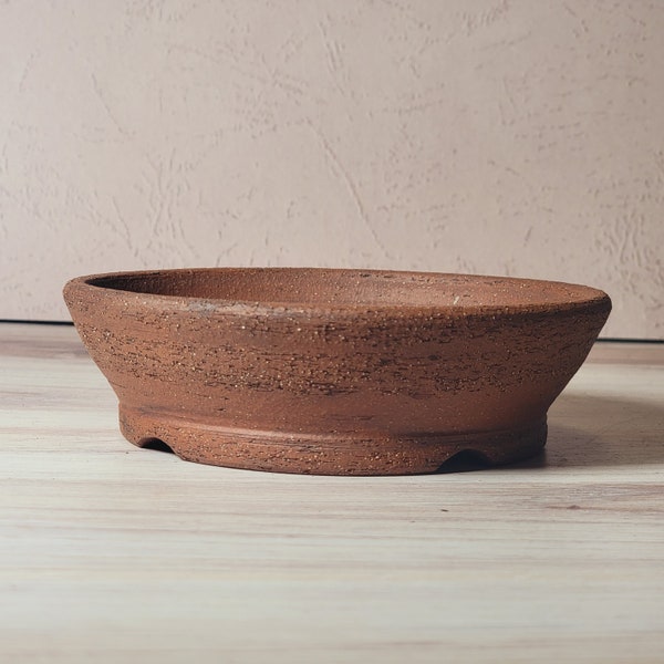 Shohin Bonsai Pot Unglazed with Rough Clay Texture  6"