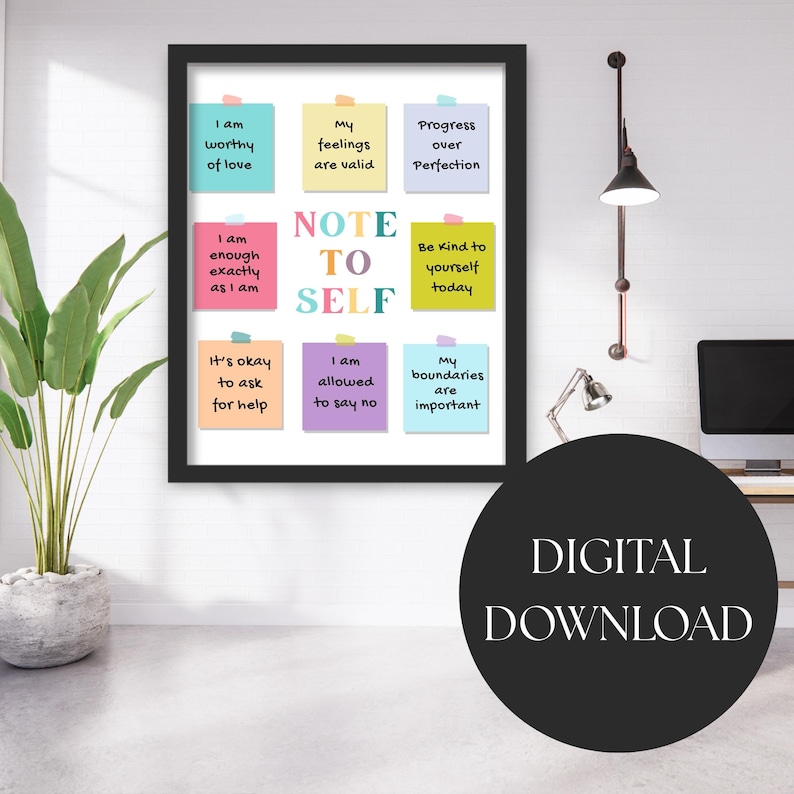 Note to Self Printable Poster for Daily Reminders, Self Worth ...