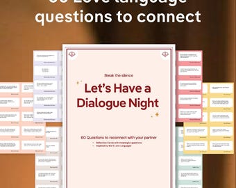 Deep Talk-kaarten, vragen over liefdestaal voor stellen, vragen voor een date-avond, gespreksstarters, afdrukbaar