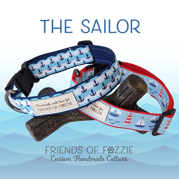 Sailor dog collar, anchor dog collar, sailing dog collar, nautical dog collar