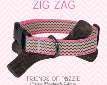 Pastel Zig zag dog collar