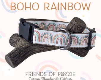 Boho rainbow neutral dog collar, boho dog collar, rainbow dog collar, boho rainbow