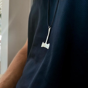 Handcrafted Sterling Silver Viking Axe Necklace: Warrior Pendant