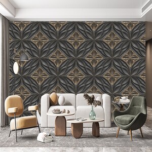 Embossed Luxury Design Wallpaper, Embossed Gold Embroidered Home Design, Home and Office Metal Look, Self Adhesive, Peel and Stick,Non-Woven