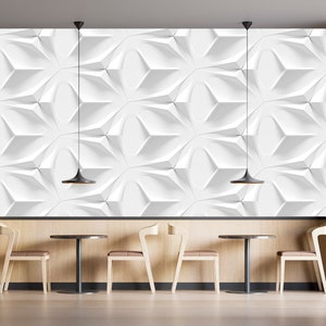 Papier peint autocollant géométrique blanc en relief, motif mural géométrique blanc non tissé, auto-adhésif, autocollant, non tissé