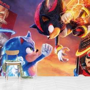 Carta da parati Sonic 3, carta da parati Sonic The Hedgehog 3, carta da parati Shadow, autoadesiva, stacca e attacca, non tessuta