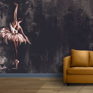 Papel tapiz de bailarina de acuarela para despegar y pegar, arte de pared de bailarina personalizado, diseño de pared de bailarina mate, autoadhesivo, despegar y pegar, no tejido