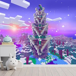 Minecraft-behang Minecraft-gamesbehang voor kinderkamer, verwijderbare traditionele Peel Stick, zelfklevend, Peel and Stick, niet-geweven