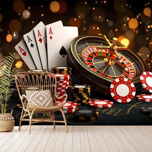 Behang speelkaarten, zelfklevend pokerbehang, pokerkunst aan de muur, zelfklevend, peel and stick, niet-geweven