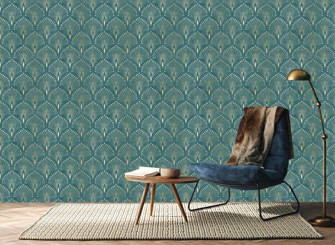 Art Deco Fan Pattern Wallpaper,traditional Wall Design,vintage Style