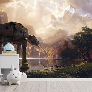 Carta da parati murale di Star Wars, carta da parati AT-AT, decorazioni per cameretta At-Ta, carta da parati per bambini, autoadesiva, staccabile e attaccabile, tessuto non tessuto