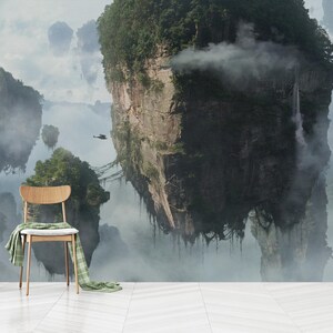 Carta da parati "Isole favolose nell'aria", carta da parati "Isole fantasy", carta da parati "Avatar Paesaggio fantastico", autoadesiva, staccabile e attaccabile, in tessuto non tessuto.