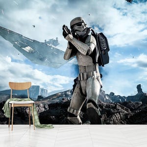 Carta da parati murale di Star Wars stacca e attacca, carta da parati murale con scena di battaglia di Stormtrooper, carta da parati per bambini, autoadesiva, stacca e attacca, tessuto non tessuto