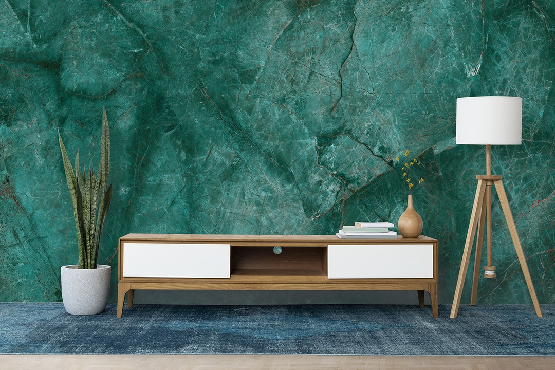 Dark Green Marble Wallpaper, Natural Marble Pattern Self Adhesive, Peel