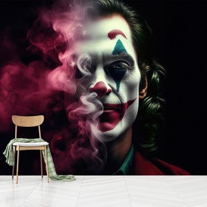 Carta da parati Joker stacca e attacca, poster murale Joker, carta da parati Joker Halloween, autoadesiva, stacca e attacca, tessuto non tessuto