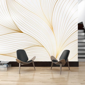 Gold Silber Tapete, Goldstreifen Wanddesign, Glänzender Goldwanddekor, selbstklebend, abziehen und aufkleben, nicht gewebt