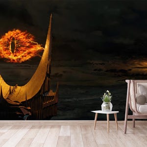 Carta da parati Occhio di Sauron, Il Signore degli Anelli, Arte murale di Sauron, Murale del Signore degli Anelli, Autoadesivo, Stacca e Attacca, Tessuto non tessuto