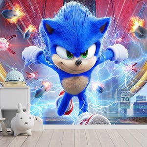 Sonic 3 Wallpaper zum Abziehen und Aufkleben, Sonic 3 Wallpaper, Sonic Artwork, Sonic Wallpaper, selbstklebend, abziehen und aufkleben, Vlies