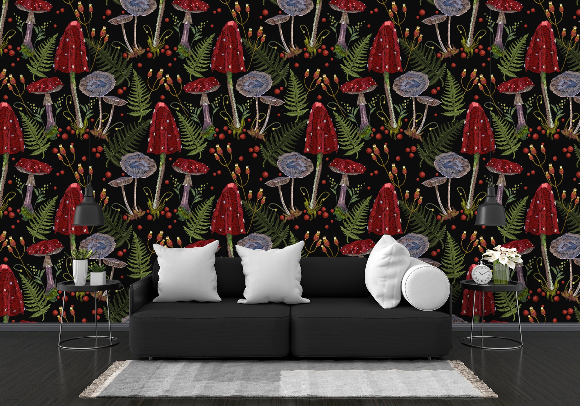 Vintage Mushroom Wallpaper, Mushroom Wallpaper, Peel and Stick ...