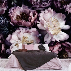 Large Floral Wallpaper, Large Peony Flower Wall Art, Soft Floral Wall Design, Self-Adhesive, Peel And Stick, Non-Woven
