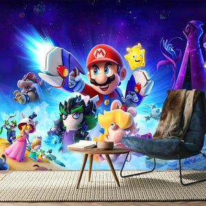 Super Mario Wandbild, Kinderzimmer Dekor, Kinderzimmer Tapete, selbstklebend, abziehen und aufkleben, vliesartig