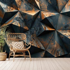 Old Triangle Wallpaper,Metal Geometric Wallpaper,Metal Triangle Mural,Self-Adhesive, Peel and Stick, Non-Woven