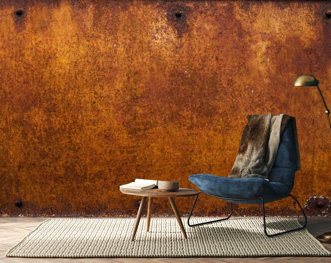 Rusty Metal Wallpaper, Rust Wall Mural, Metal Industrial Peel and Stick