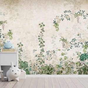 Efeu Tapete zum Schälen und Aufkleben, Efeu Blumen Wand Design Vlies, Luxus Blumentapete, Selbstklebend, Schälen und Aufkleben, Vlies