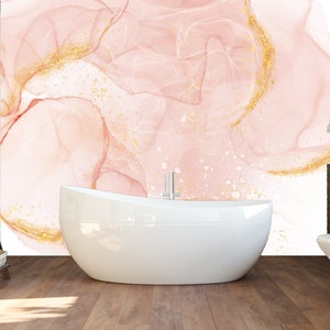 Carta da parati in marmo rosa stacca e attacca, carta da parati astratta rosa tenue, design per camerette di bambini e adolescenti, autoadesiva, stacca e attacca, tessuto non tessuto