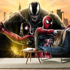 Carta da parati Venom e Spiderman per la cameretta dei bambini, stacca e attacca, Venom Kids Wallpaper, Spiderman Kids Room, autoadesiva, stacca e attacca, tessuto non tessuto