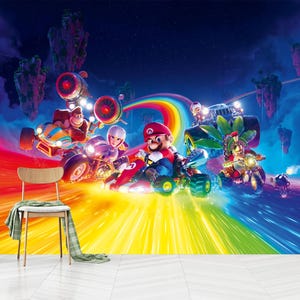 Super Mario Wallpaper Peel And Stick, Luigi, Peach, Donkey Kong, Murale per la stanza dei bambini, Autoadesivo, Peel And Stick, Tessuto non tessuto