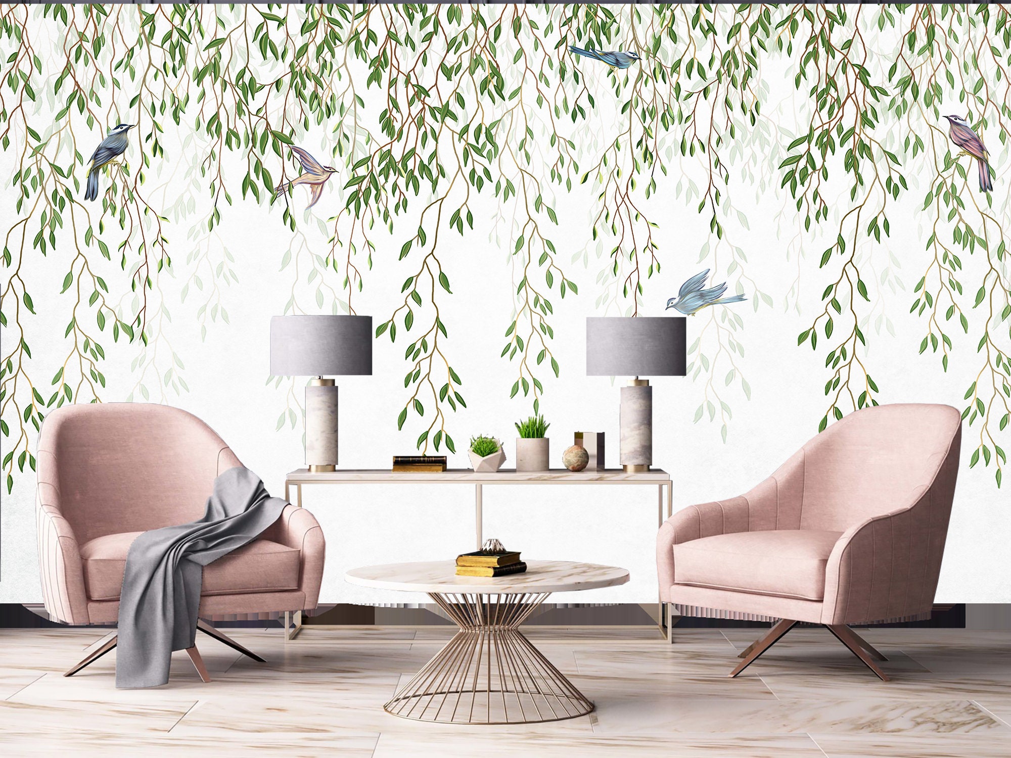 Ivy Wallpaper Boho Plants Wall Mural Peel and Stick - Etsy