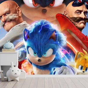 Sonic 3 Wall Mural Peel and Stick, Sonic 3 Wallpaper, Sonic Artwork, Sonic Wallpaper,Self Adhesive, Peel and Stick, Non-Woven
