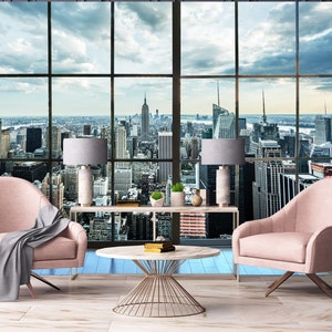 New Yorker Tapete,New York City Wanddekor,New York Look Fake Fenster Wandgestaltung,selbstklebend,abziehen und aufkleben,Vlies