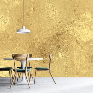 Carta da parati con motivo senza soluzione di continuità in oro, design di pareti con texture in oro, decorazione da parete con sfondo glitterato giallo, autoadesiva, stacca e attacca, tessuto non tessuto