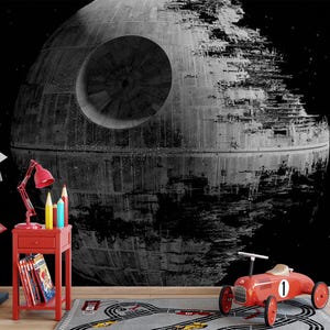 Decorazione murale di Star Wars, carta da parati della Morte Nera, decorazione murale di Star Wars per cameretta dei bambini, autoadesiva, staccabile e attaccabile, tessuto non tessuto