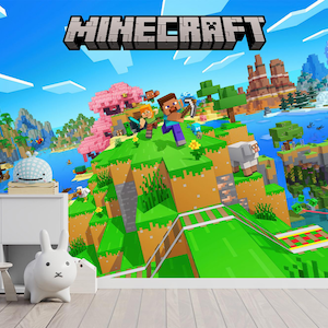 Carta da parati Minecraft, carta da parati con giochi Minecraft per la cameretta dei bambini, carta da parati Minecraft, autoadesiva, staccabile e attaccabile, in tessuto non tessuto