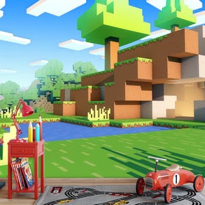Minecraft-behang Behang voor kinderkamer, Minecraft-behang, zelfklevend, peel and stick, vlies