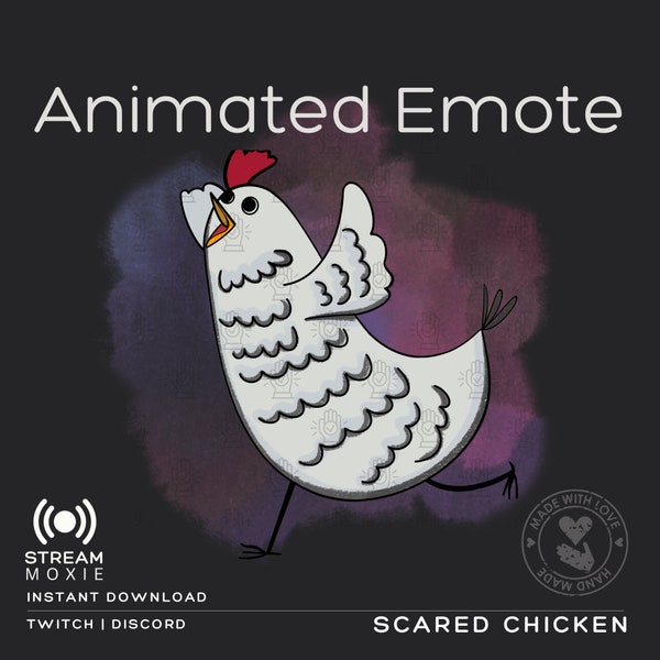 Scared Chicken Animated Emote for Twitch and Discord