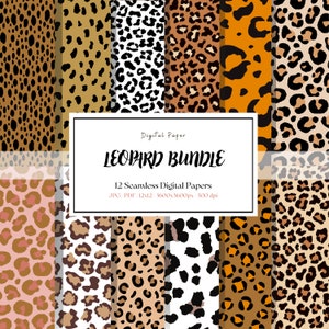 12 Leopard Print Digital Paper, Cheetah Print Digital Paper, Animal Patterns, Printable Leopard Skin Scrapbook Paper