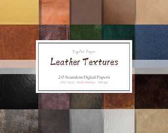 Leather Textures Digital Paper, Neutral Brown and Gray Leather Backgrounds, Rustic Leather Printable Scrapbook Paper
